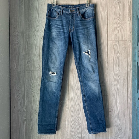 men's slim straight distressed jeans